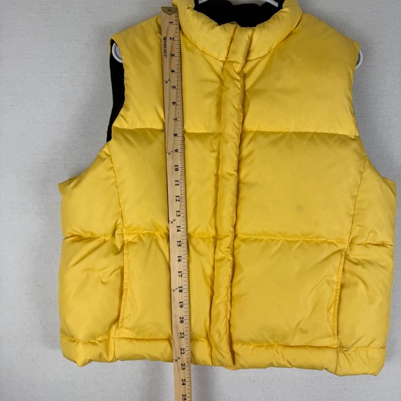 Vintage GAP Women XL Yellow Puffer Vest Y2K Full Zip Velcro Fleece Lined - Picture 8 of 13